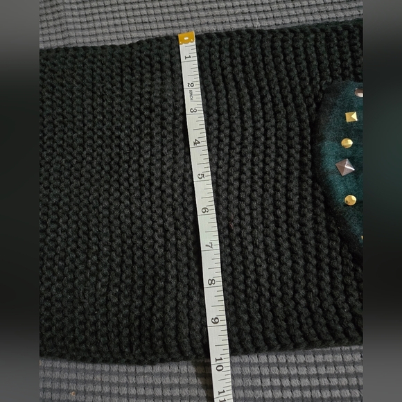 Betsey Johnson Black Knit Scarf with Embellished Bow - Picture 7 of 8